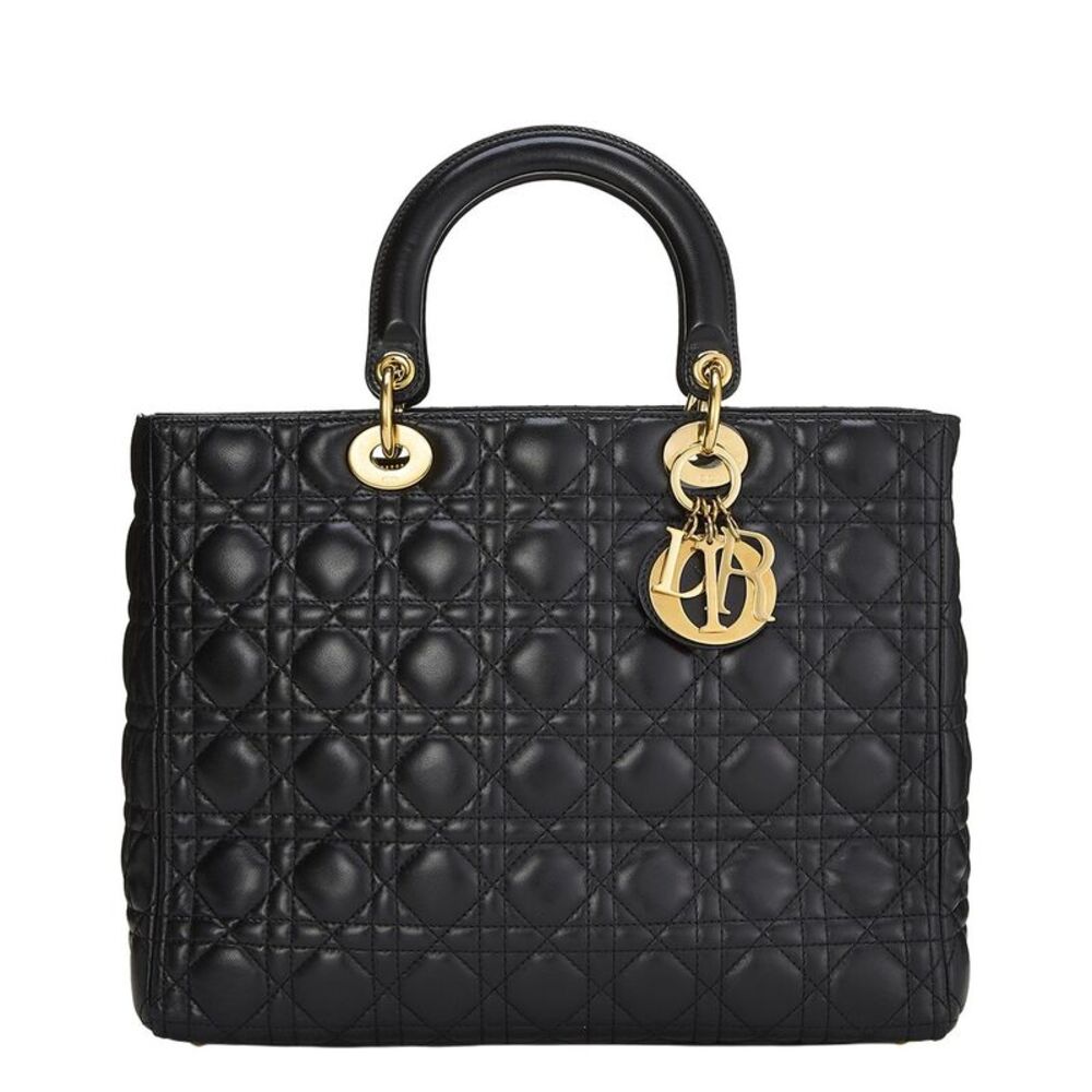 Dior Black Lambskin Leather Lady Large (Authentic Pre-Loved)